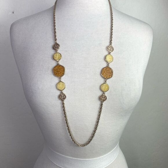 Sara Coventry necklace “A Taste Of Honey “ gold tone chain resin - Picture 1 of 7